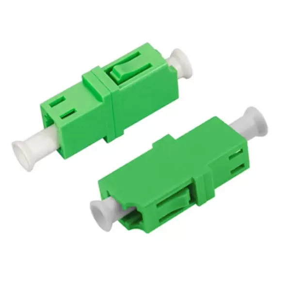 Adaptador/acoplador de fibra óptica simplex monomodo LC/APC