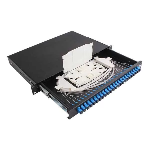 Panel de conexión de fibra SC de 24 puertos 1U 19″ Montaje en rack